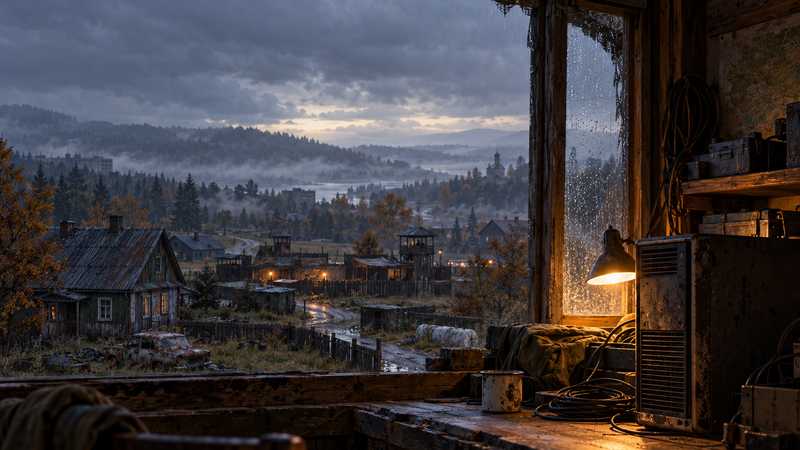 A small server workstation overlooks a weathered Chernarus village.