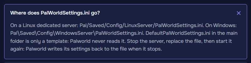 The answer to Where does PalWorldSettings.ini go?, with the Linux and Windows folders.
